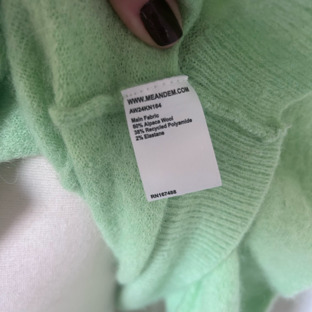 ME+EM Responsible Alpaca Wool Crop Cardigan Green Women’s Size Large - Picture 11 of 11